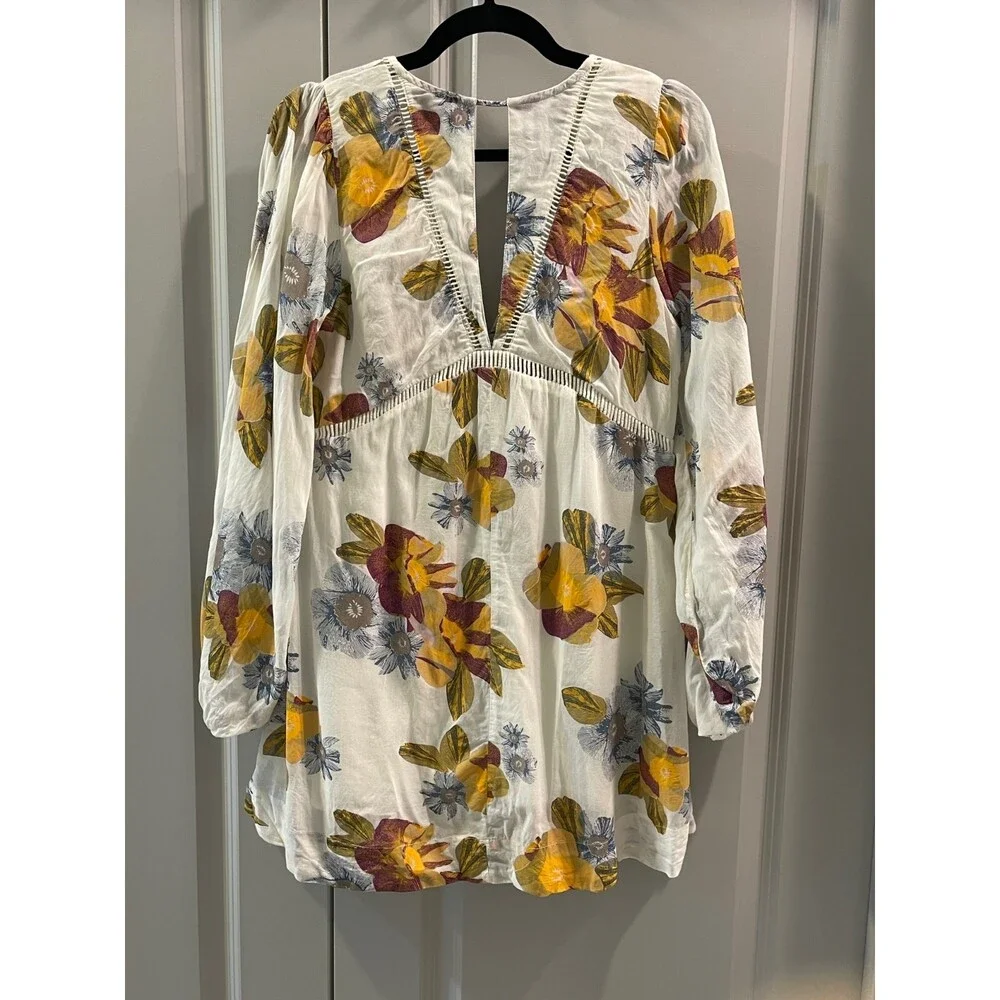 FREE PEOPLE Strawberry Fields Smock Dress, Ivory, Sz XS